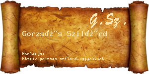 Gorzsás Szilárd névjegykártya